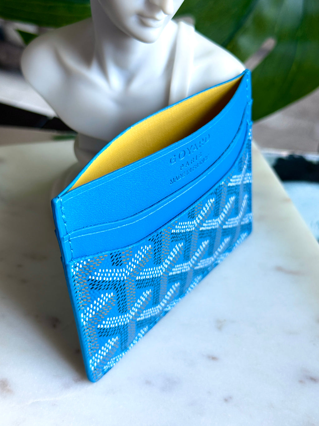 Goyard Style Blue Saint Sulpice Card Holder