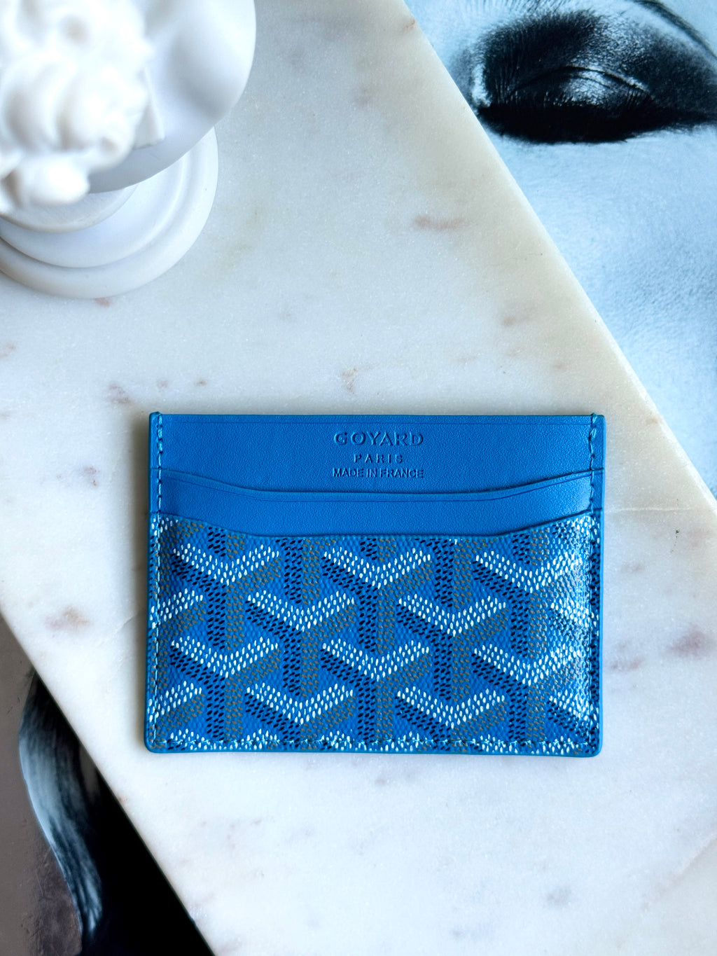Goyard Style Blue Saint Sulpice Card Holder