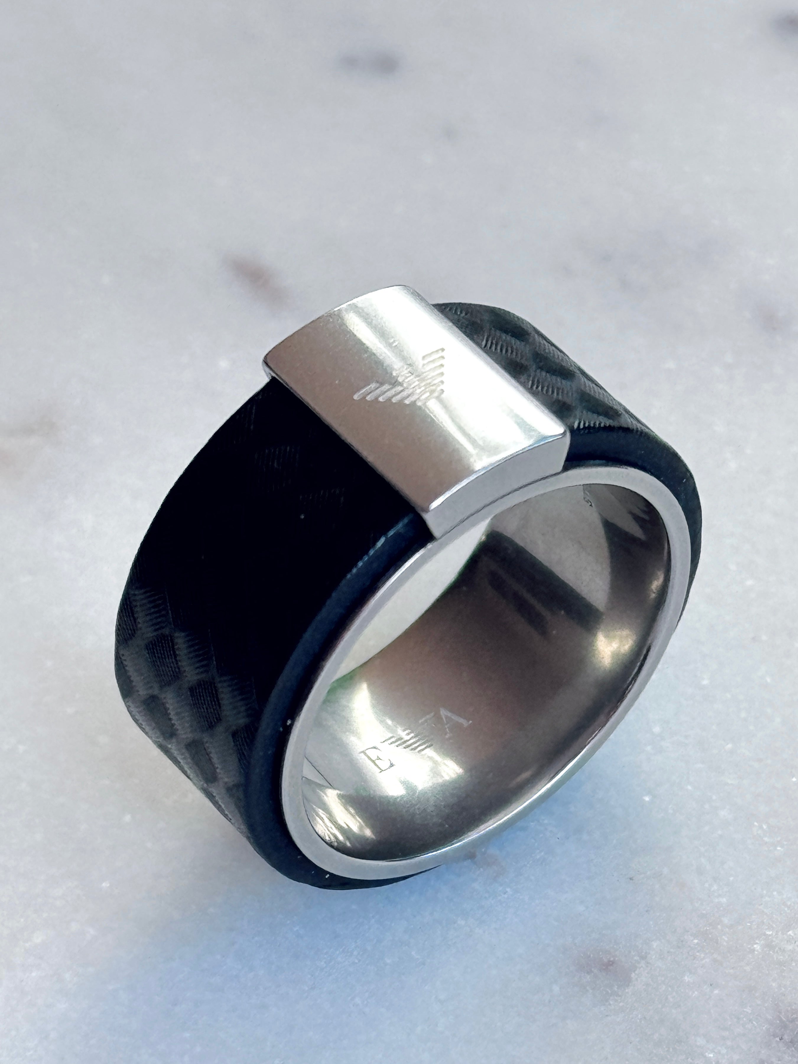 Emporio Armani Men’s Stainless Steel Grid Ring