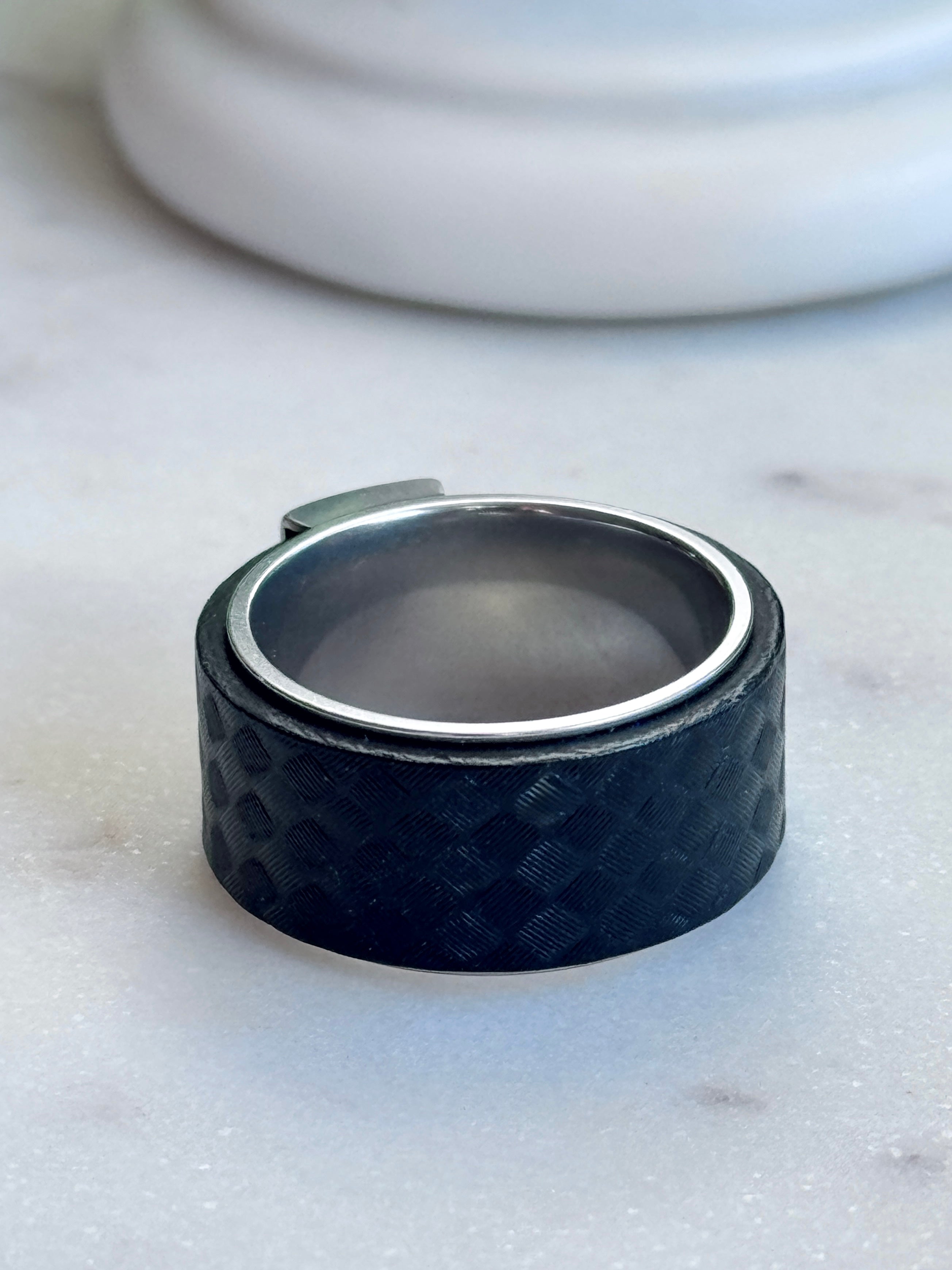 Emporio Armani Men’s Stainless Steel Grid Ring