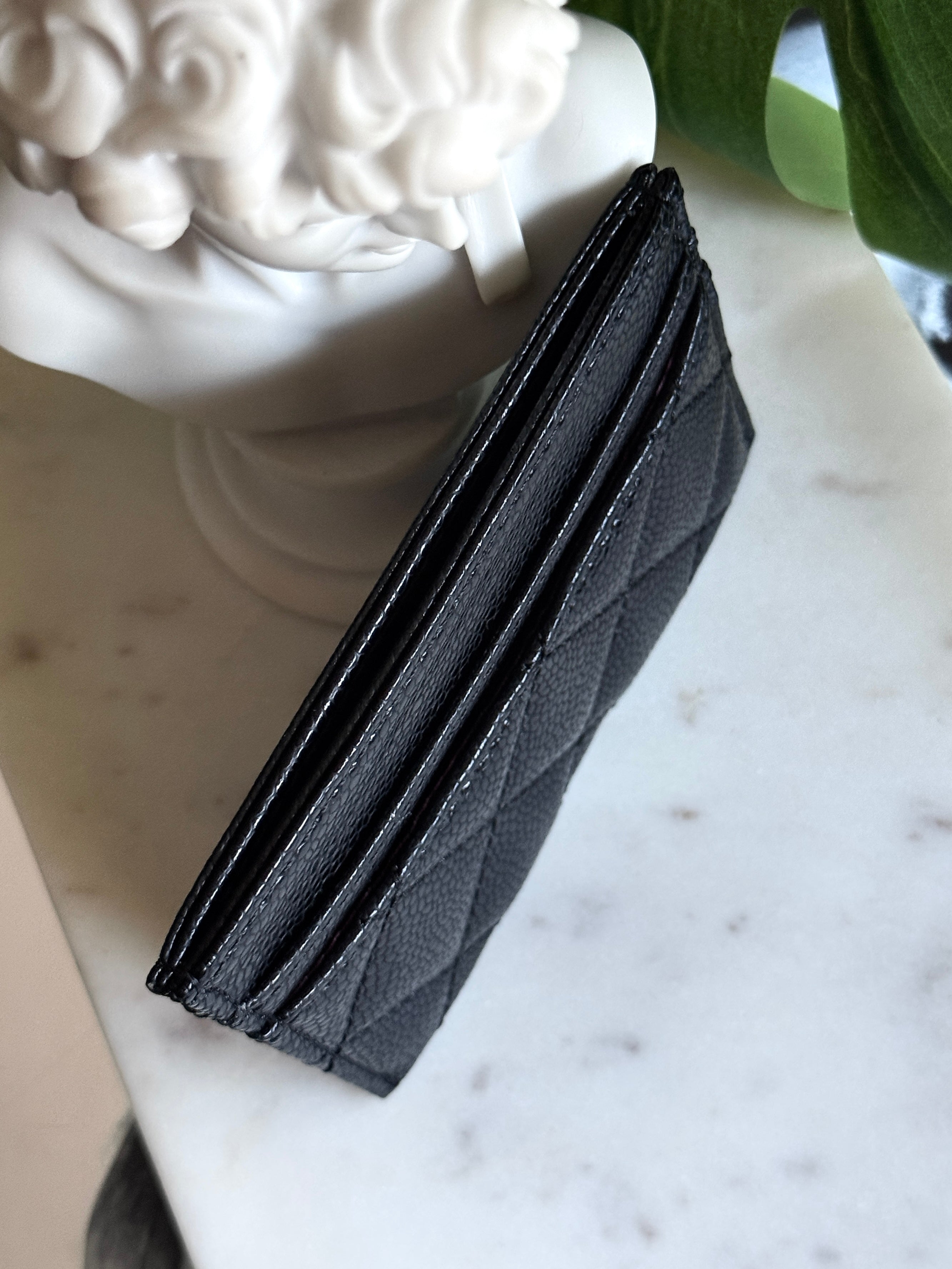 CHANEL Style Black Quilted Card Holder