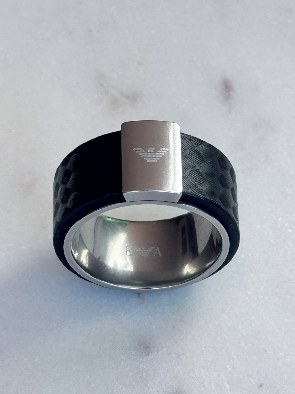 Emporio Armani Men’s Stainless Steel Grid Ring