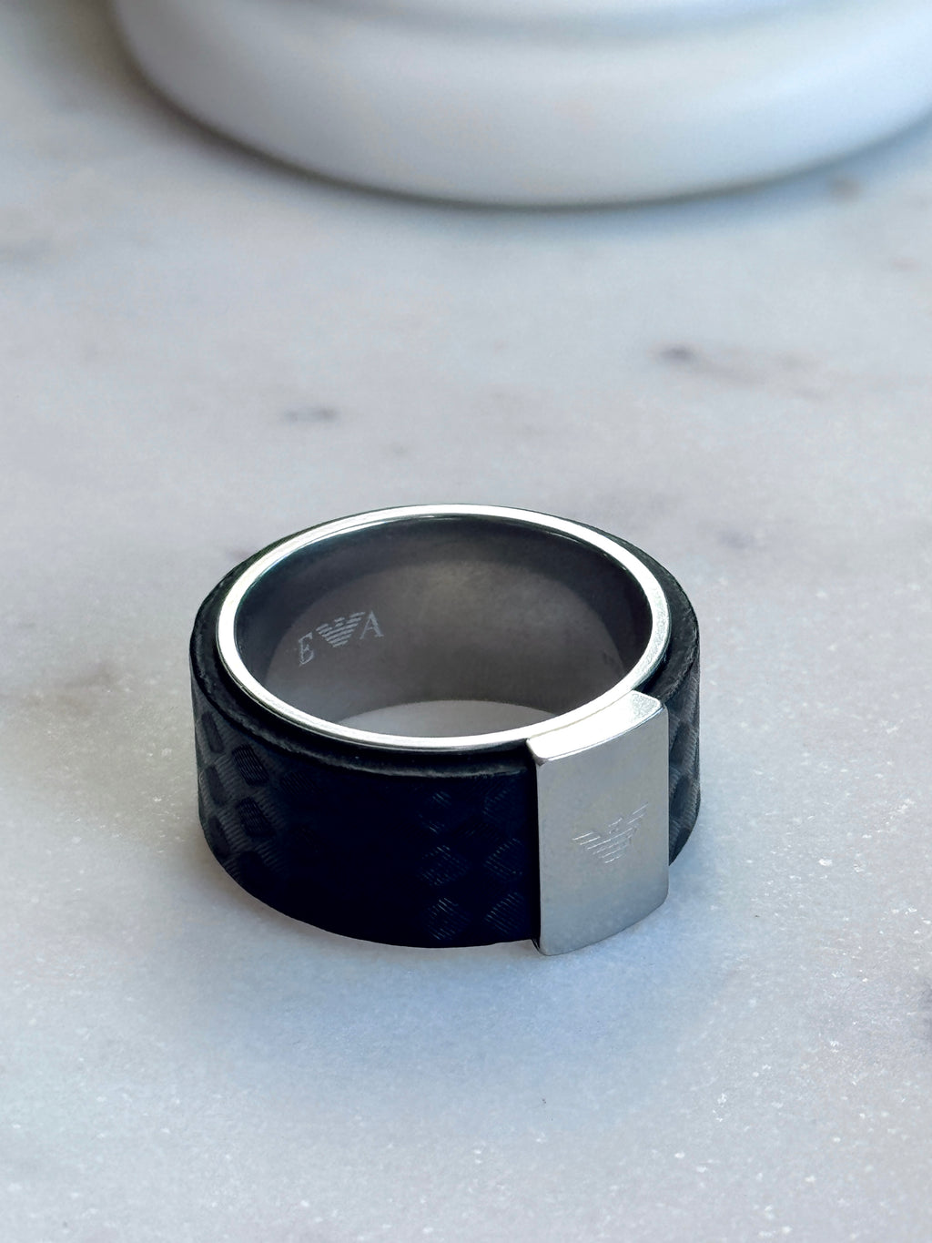 Emporio Armani Men’s Stainless Steel Grid Ring
