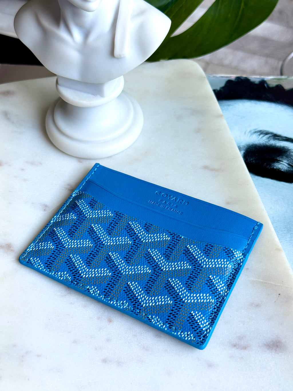 Goyard Style Blue Saint Sulpice Card Holder