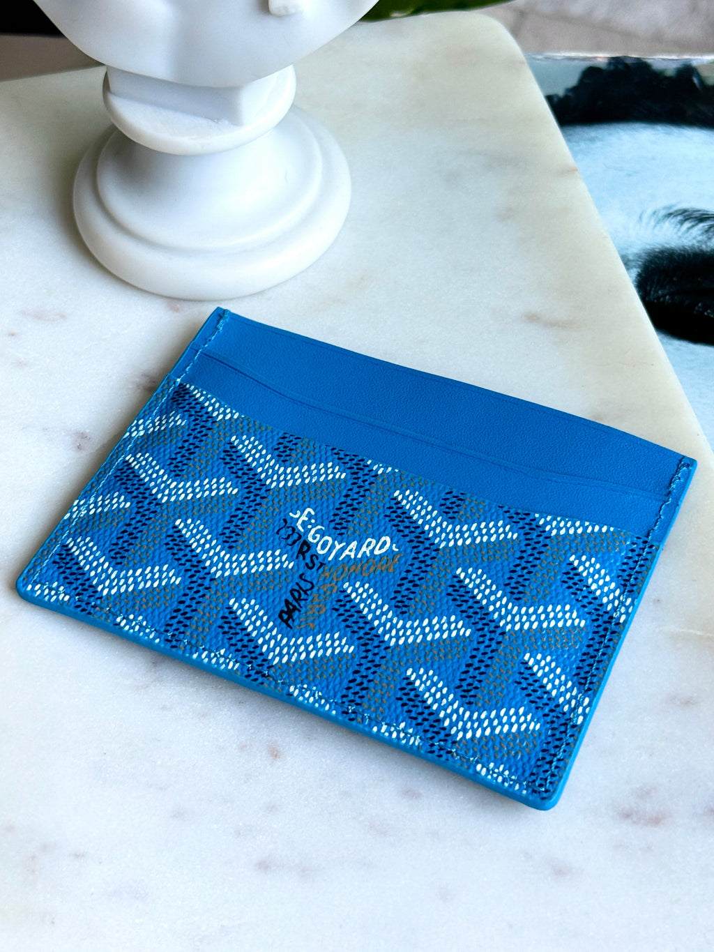Goyard Style Blue Saint Sulpice Card Holder