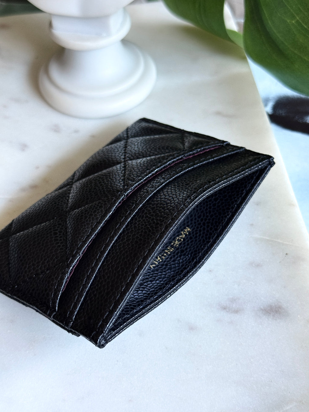 CHANEL Style Black Quilted Card Holder