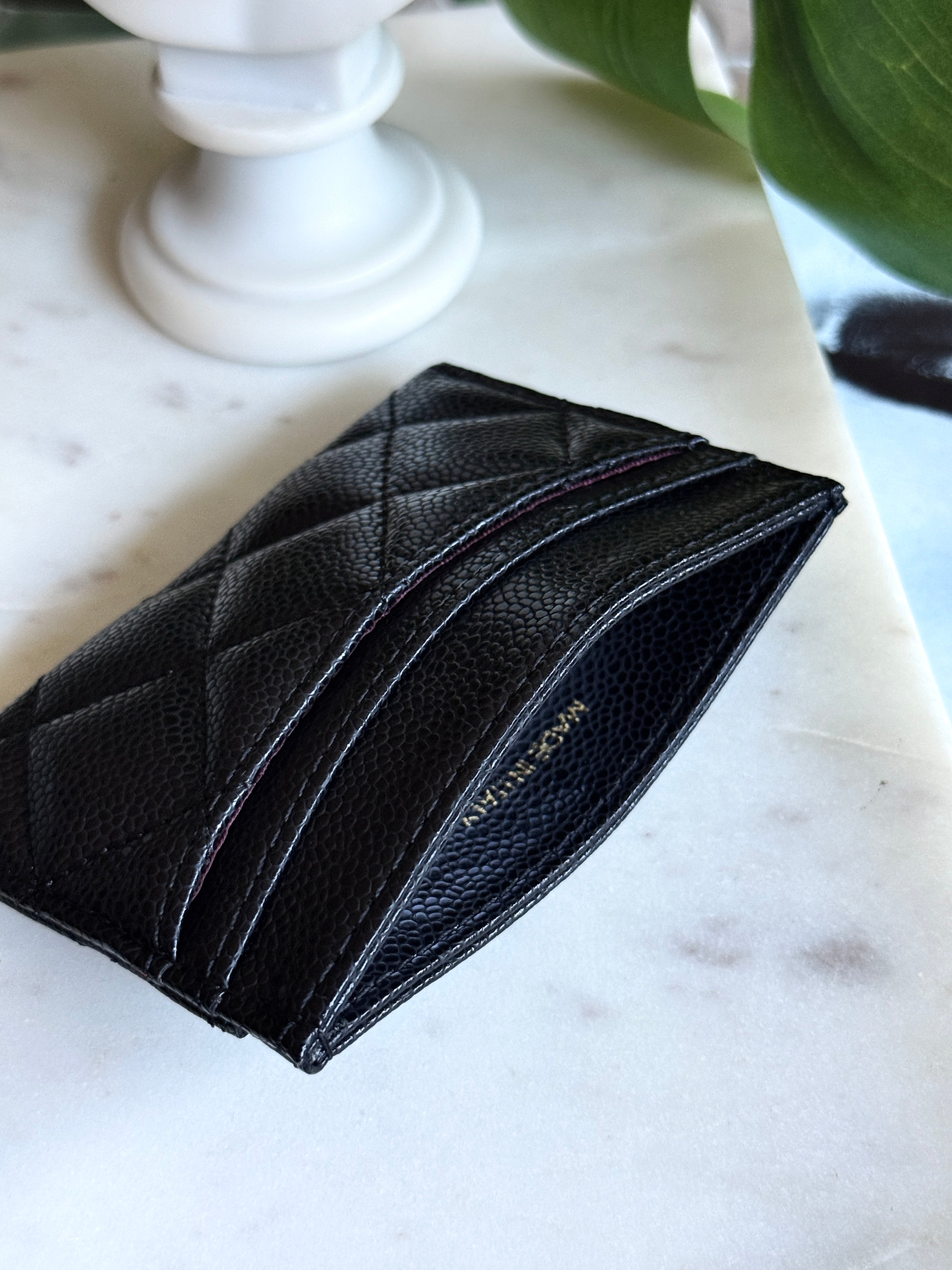 CHANEL Style Black Quilted Card Holder